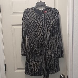 Pinkyotto Black and Gray Sheath Dress with Long Sleeves